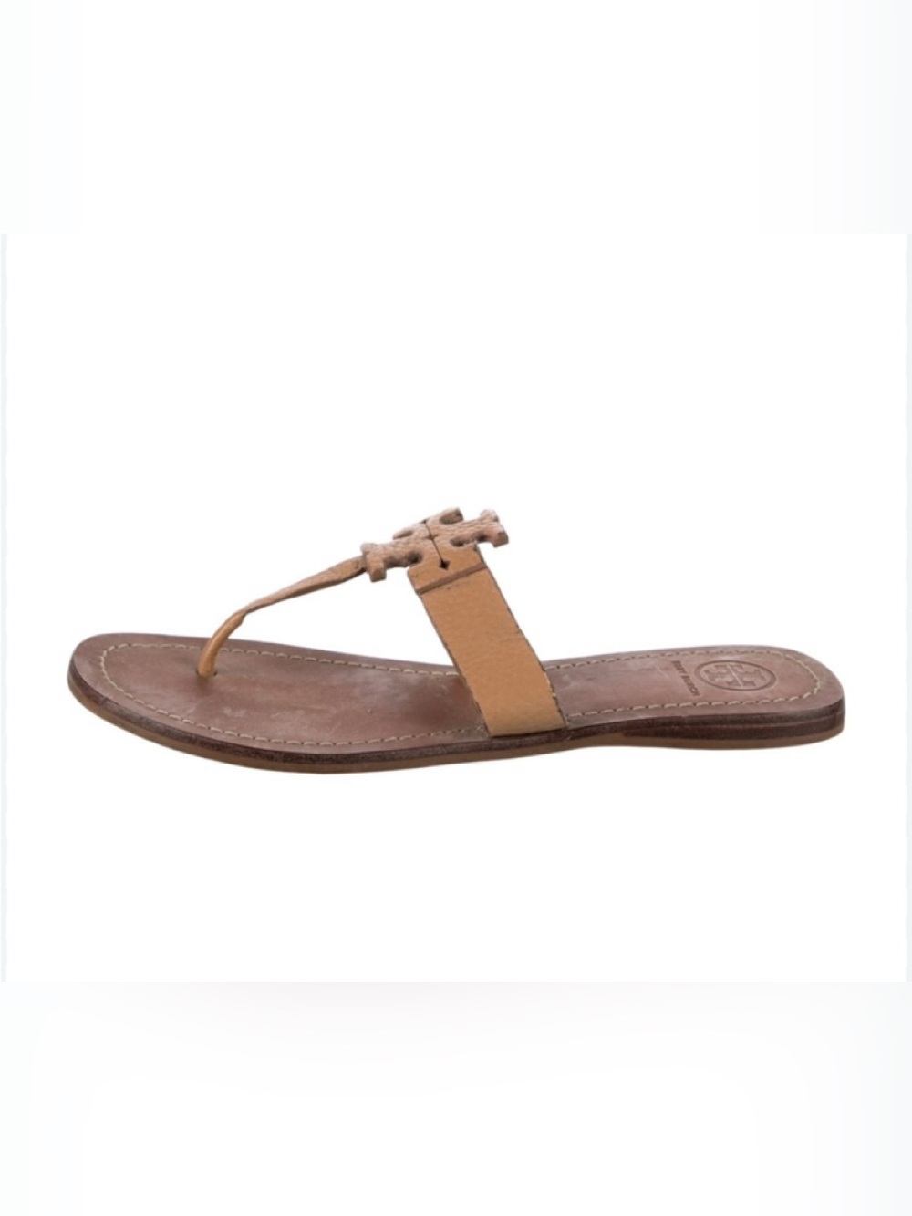 Authentic Tory Burch Leather Tan laser cut Women's Sandal $298 7.5